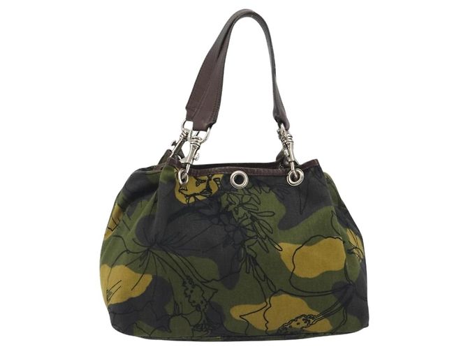 Miu Miu Tote Bag Canvas Green Silver - vista 13