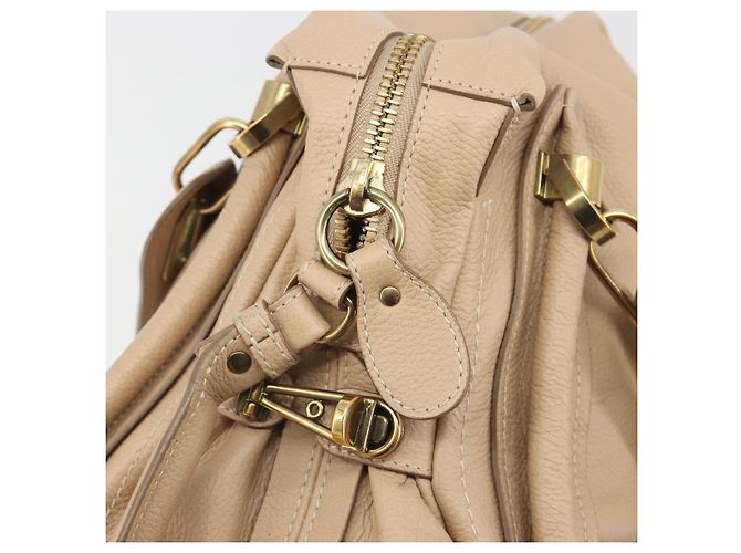 Chloé Chloe Paraty Hand Bag Leather 2way Beige Gold Tone - vista 10
