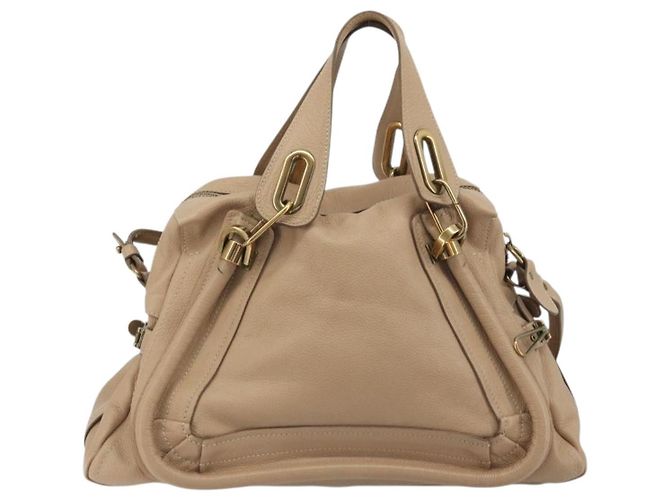 Chloé Chloe Paraty Hand Bag Leather 2way Beige Gold Tone - vista 2