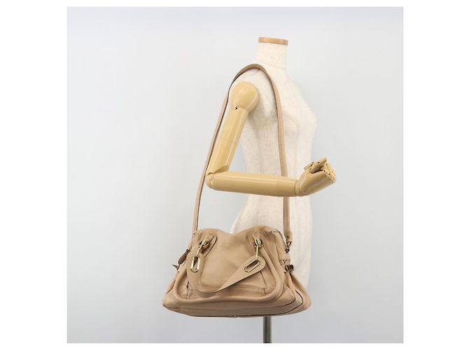 Chloé Chloe Paraty Hand Bag Leather 2way Beige Gold Tone - vista 25