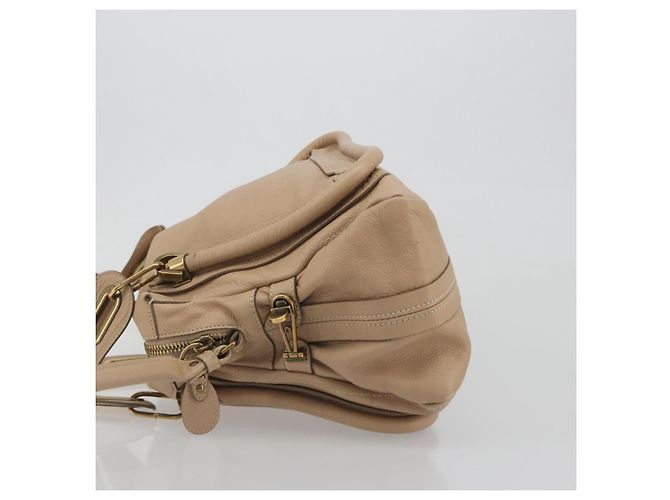 Chloé Chloe Paraty Hand Bag Leather 2way Beige Gold Tone - vista 4