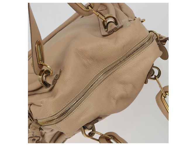 Chloé Chloe Paraty Hand Bag Leather 2way Beige Gold Tone - vista 6