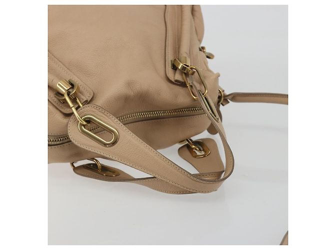 Chloé Chloe Paraty Hand Bag Leather 2way Beige Gold Tone - vista 7