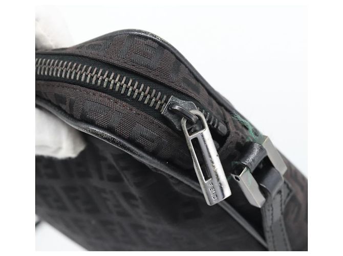 FENDI Zucchino Canvas Shoulder Bag Black Silver 8BT053 - vista 10