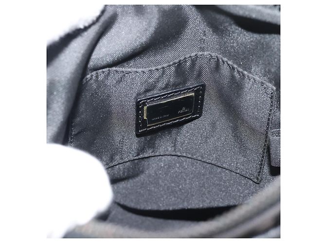 FENDI Zucchino Canvas Shoulder Bag Black Silver 8BT053 - vista 17