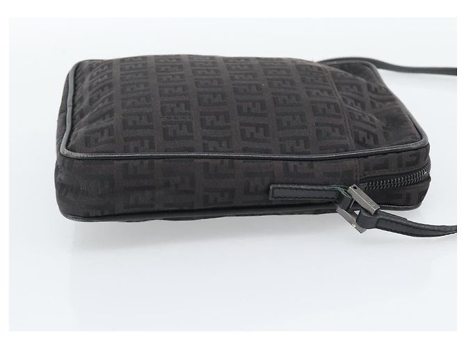 FENDI Zucchino Canvas Shoulder Bag Black Silver 8BT053 - vista 4