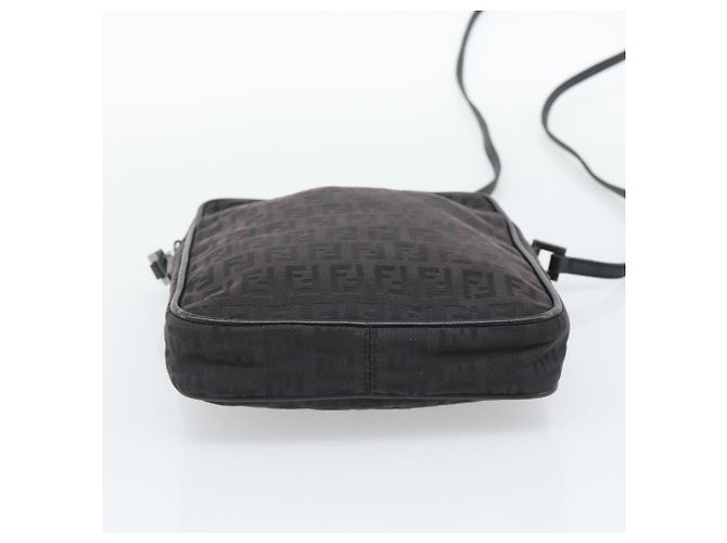FENDI Zucchino Canvas Shoulder Bag Black Silver 8BT053 - vista 5