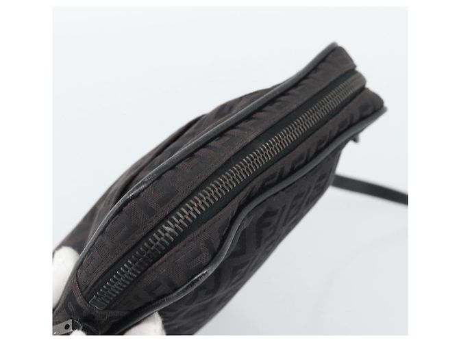 FENDI Zucchino Canvas Shoulder Bag Black Silver 8BT053 - vista 6