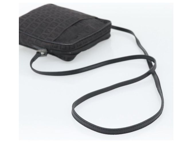 FENDI Zucchino Canvas Shoulder Bag Black Silver 8BT053 - vista 7