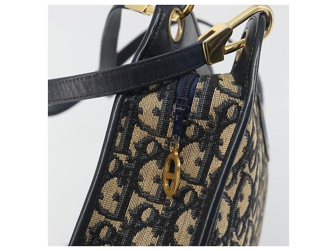 Christian Dior Trotter Canvas Shoulder Bag Navy Gold - vista 10
