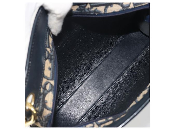 Christian Dior Trotter Canvas Shoulder Bag Navy Gold - vista 12