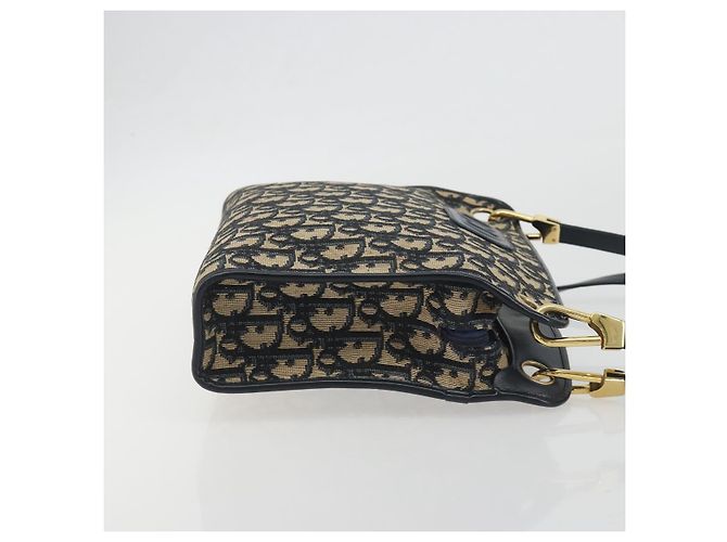 Christian Dior Trotter Canvas Shoulder Bag Navy Gold - vista 3