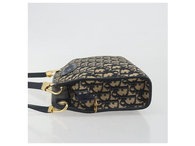 Christian Dior Trotter Canvas Shoulder Bag Navy Gold - vista 4