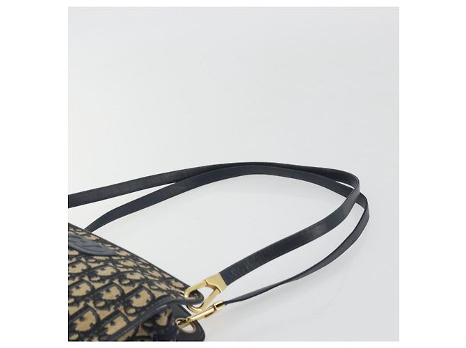 Christian Dior Trotter Canvas Shoulder Bag Navy Gold - vista 8