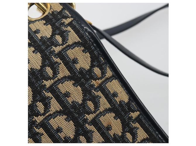 Christian Dior Trotter Canvas Shoulder Bag Navy Gold - vista 9