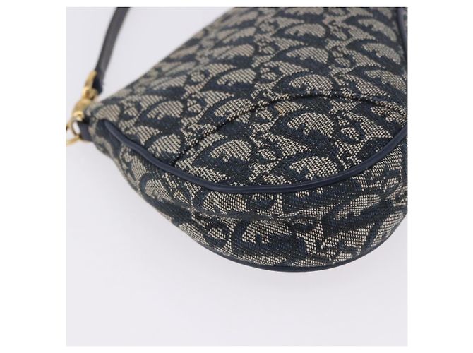 Christian Dior Trotter Canvas Saddle Accessory Pouch Navy Gold - vista 14