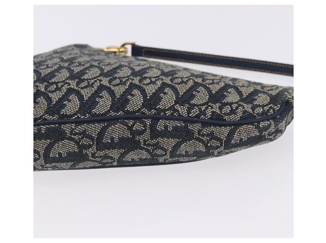 Christian Dior Trotter Canvas Saddle Accessory Pouch Navy Gold - vista 15