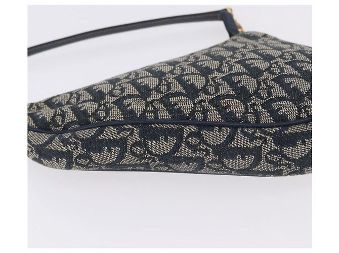Christian Dior Trotter Canvas Saddle Accessory Pouch Navy Gold - vista 16
