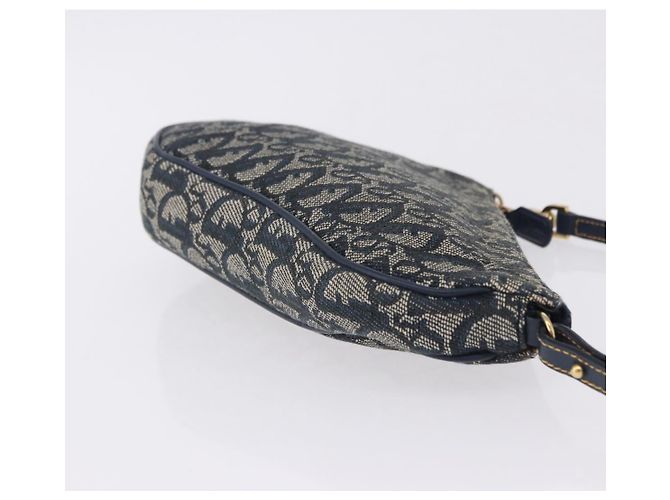 Christian Dior Trotter Canvas Saddle Accessory Pouch Navy Gold - vista 3