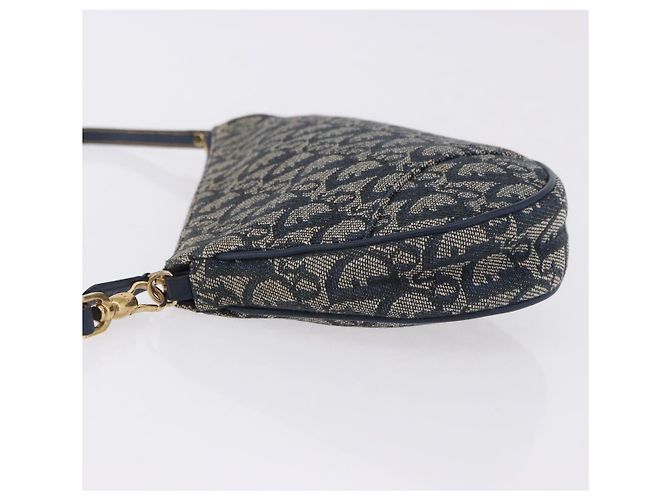 Christian Dior Trotter Canvas Saddle Accessory Pouch Navy Gold - vista 4