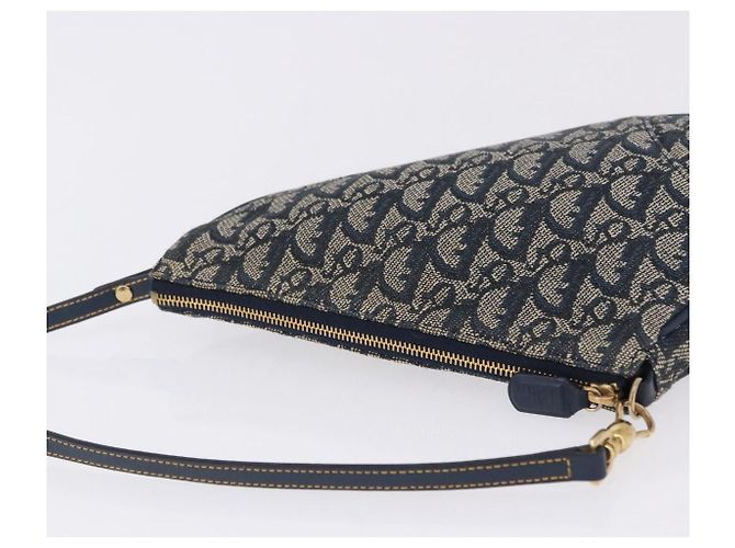 Christian Dior Trotter Canvas Saddle Accessory Pouch Navy Gold - vista 6