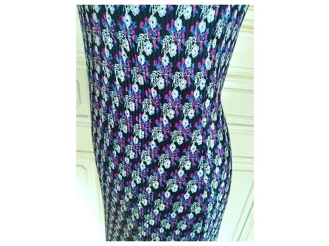 Versus Versace Versus Gianni Versace Plissiertes Seidenkleid Pink Weiß Dunkelblau - Ansicht 14
