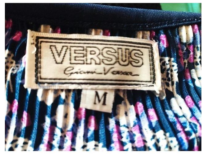 Versus Versace Versus Gianni Versace Plissiertes Seidenkleid Pink Weiß Dunkelblau - Ansicht 5