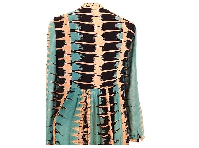Antik Batik Preppy Folk Kleid Schwarz Beige Türkis - Ansicht 16