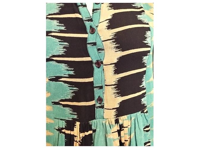 Antik Batik Preppy Folk Kleid Schwarz Beige Türkis - Ansicht 18