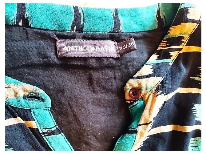 Antik Batik Preppy Folk Kleid Schwarz Beige Türkis - Ansicht 4