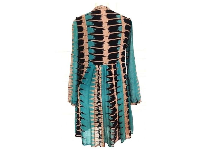Antik Batik Preppy Folk Kleid Schwarz Beige Türkis - Ansicht 5