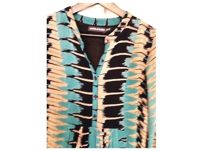 Antik Batik Preppy Folk Kleid Schwarz Beige Türkis - Ansicht 6