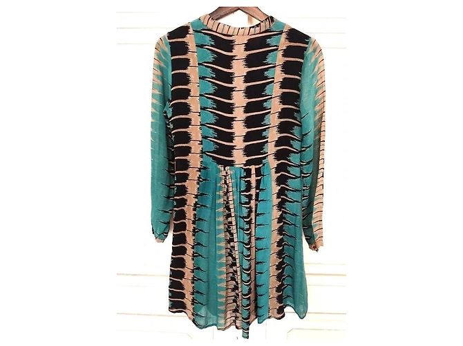 Antik Batik Preppy Folk Kleid Schwarz Beige Türkis - Ansicht 8
