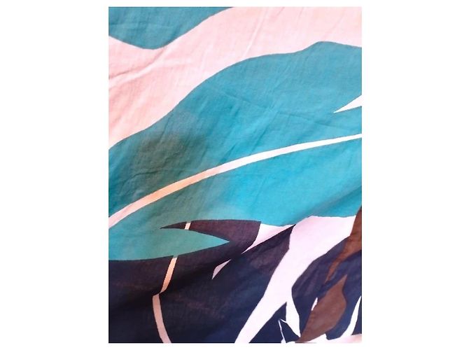 Antik Batik Vestido Largo Folk de Algodón Castaño Blanco Turquesa Azul oscuro - vista 19