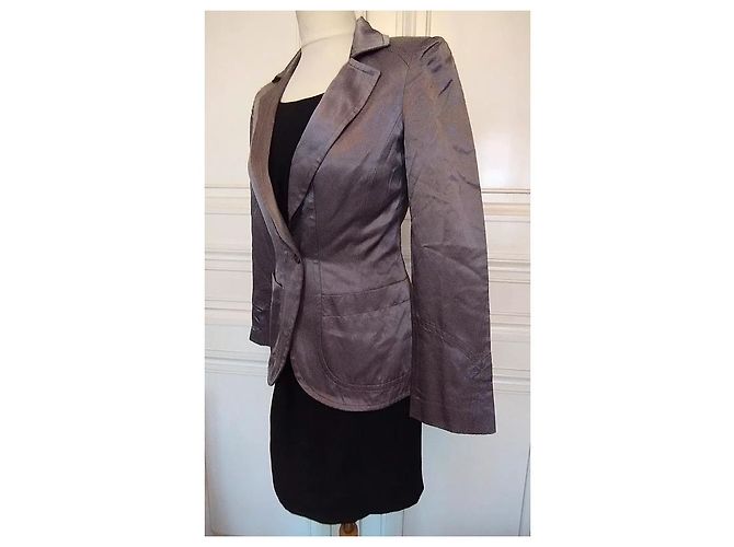 Christian Lacroix Satin-Abendjacke Grau - Ansicht 7