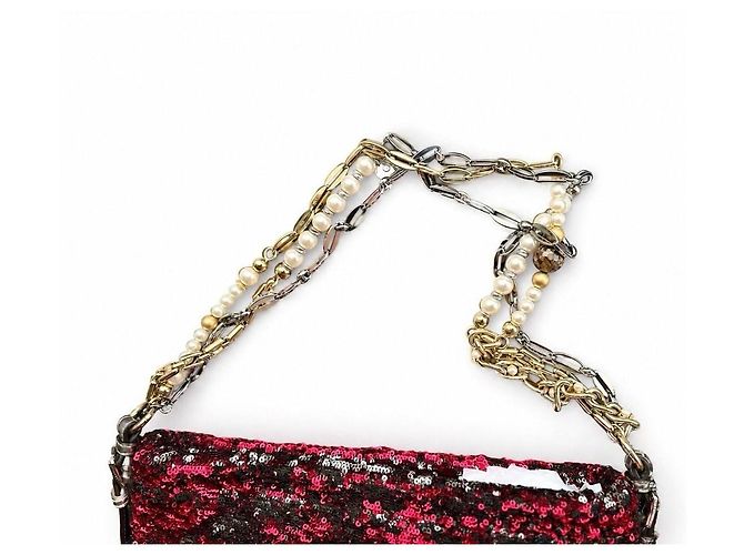 Dolce & Gabbana Borsa a tracolla Miss Charles con paillettes Rosso Metallico - vista 12