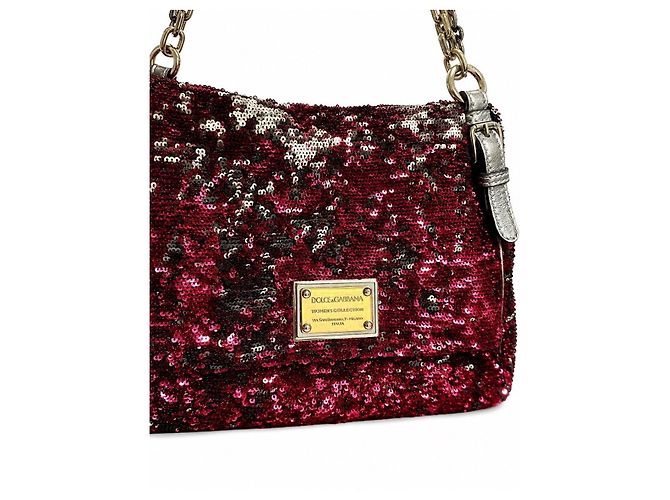 Dolce & Gabbana Borsa a tracolla Miss Charles con paillettes Rosso Metallico - vista 3