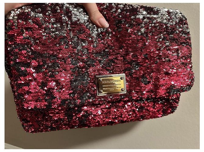Dolce & Gabbana Borsa a tracolla Miss Charles con paillettes Rosso Metallico - vista 6
