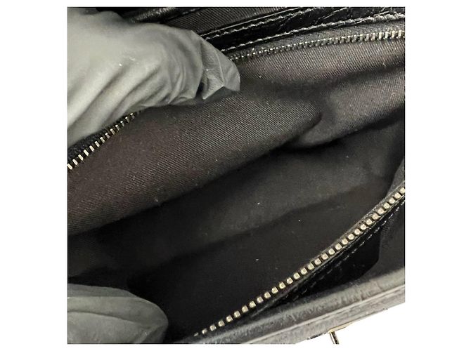 Borsa GUCCI Old Bamboo GG Logo in pelle e canvas Nero - vista 10