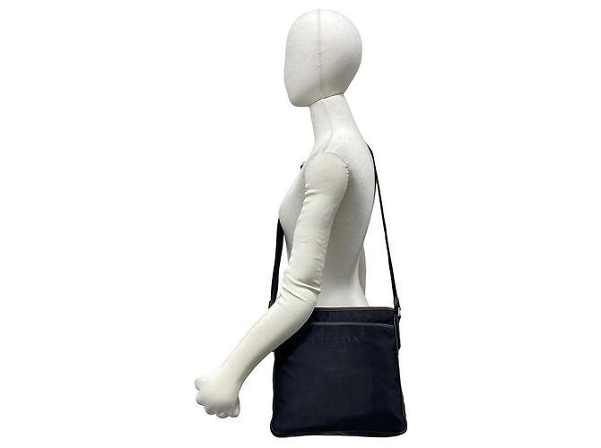 Borsa a tracolla Prada Nylon e Pelle Saffiano Nero Marrone - vista 2