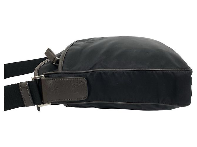 Borsa a tracolla Prada Nylon e Pelle Saffiano Nero Marrone - vista 5