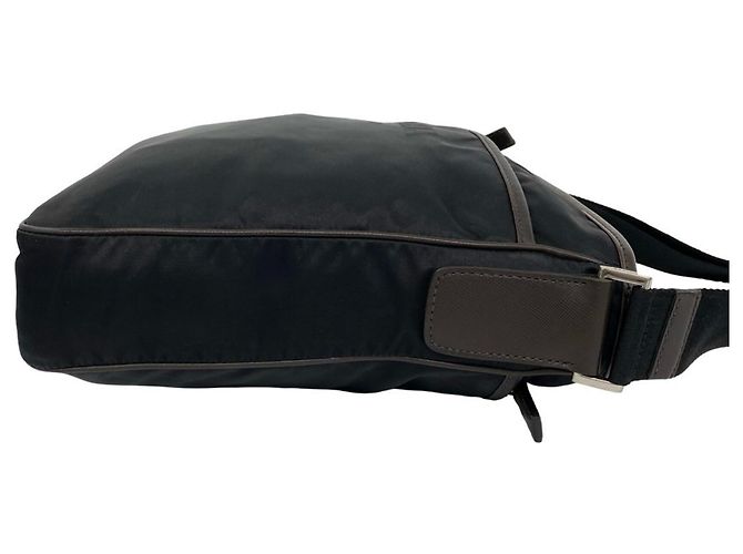 Borsa a tracolla Prada Nylon e Pelle Saffiano Nero Marrone - vista 6