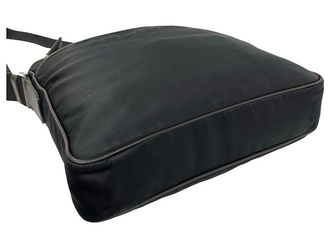 Borsa a tracolla Prada Nylon e Pelle Saffiano Nero Marrone - vista 7