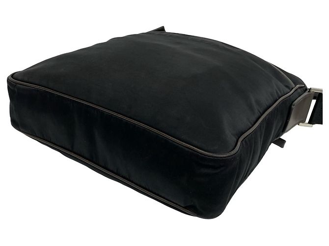 Borsa a tracolla Prada Nylon e Pelle Saffiano Nero Marrone - vista 8