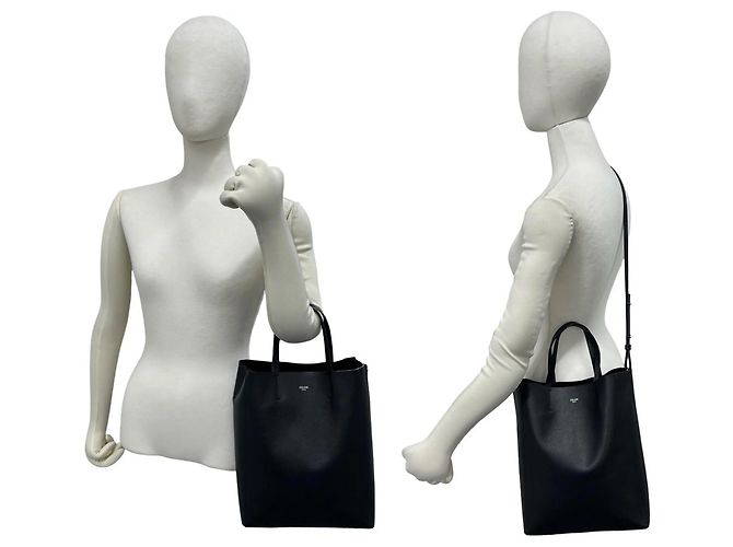 Céline Bolsa de couro Vertical Cabas Small Logo Celine Preto - vista 2