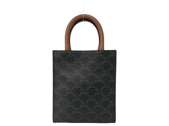 Céline CELINE Mini Vertical Cabas Triomphe Logo Pattern Leather Shoulder Bag Brown - view 3