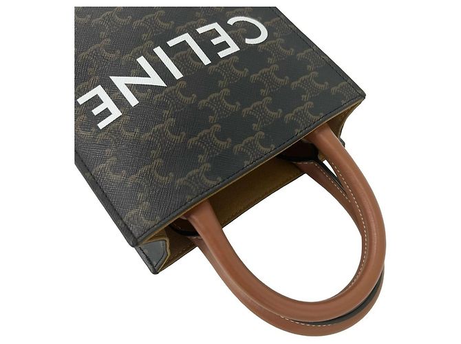 Céline CELINE Mini Vertical Cabas Triomphe Logo Pattern Leather Shoulder Bag Brown - view 4