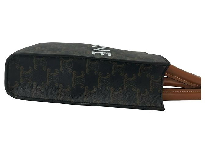 Céline CELINE Mini Vertical Cabas Triomphe Logo Pattern Leather Shoulder Bag Brown - view 6
