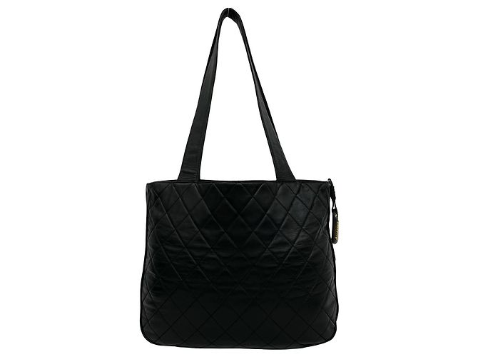 Borsa Tote Chanel Matelassé Coco Mark in pelle di agnello Nero - vista 3