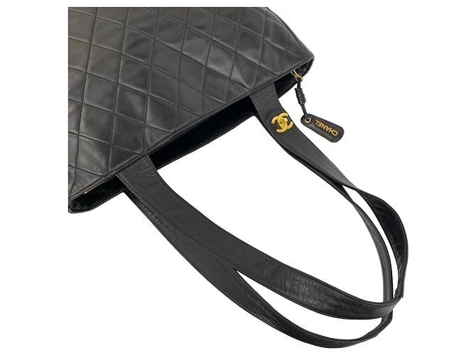 Borsa Tote Chanel Matelassé Coco Mark in pelle di agnello Nero - vista 4
